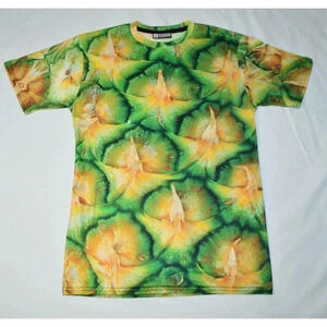 Beloved Shirts Pineapple Print Close Up All Over Graphic Shirt Mens L Polyester